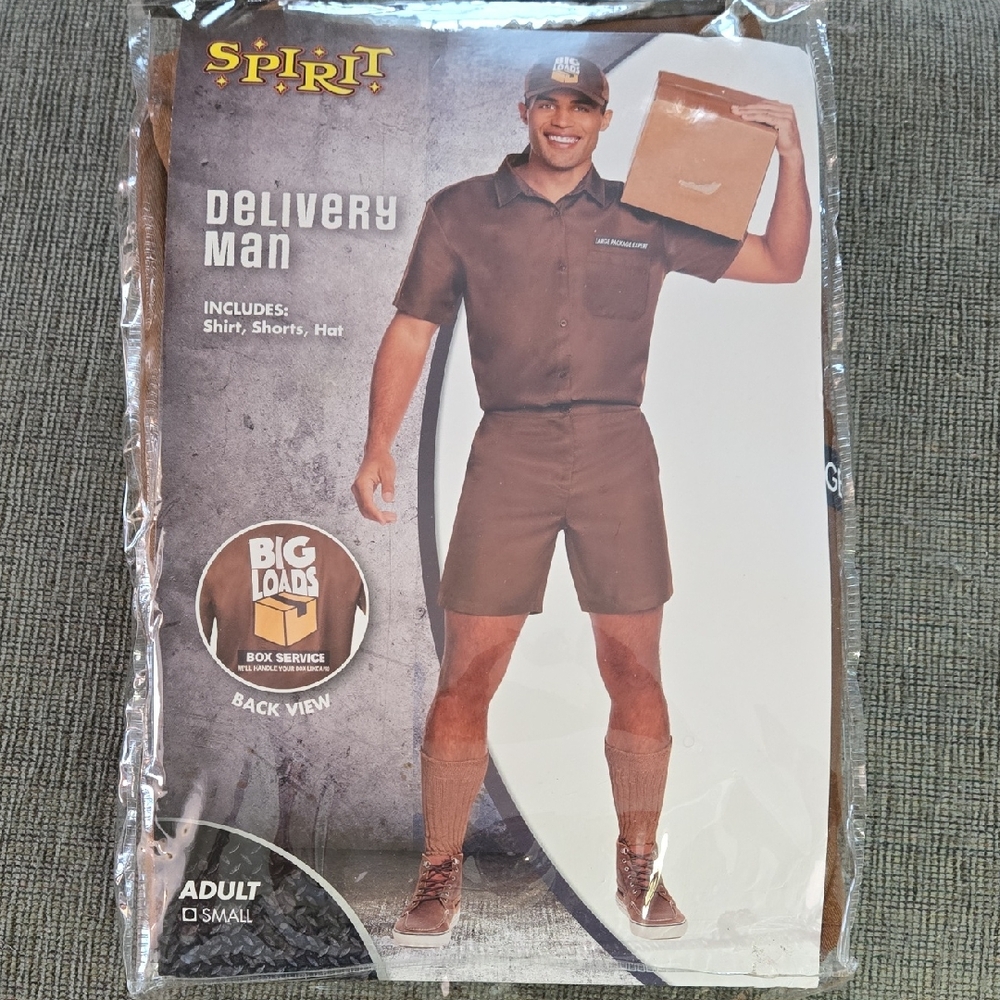 NIB Spirit deluvery man costume Sz S